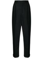 Saint Laurent Cropped Tapered Trousers - Black
