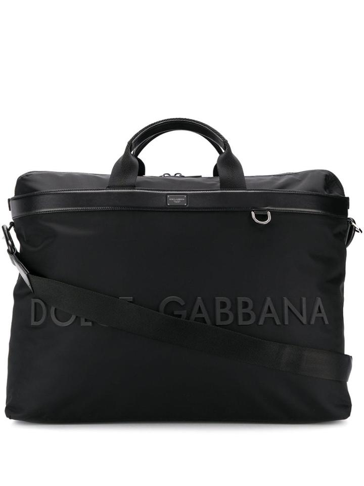 Dolce & Gabbana Leather Embossed Tote Bag - Black