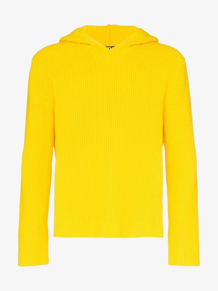 Jacquemus Ribbed Detail Knitted Hooded Jumper - Yellow