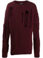 Ann Demeulemeester Oversized Distressed Jumper - Red
