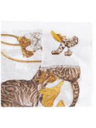 Dolce & Gabbana Bengal Cat Print Scarf, Women's, White, Modal/cashmere