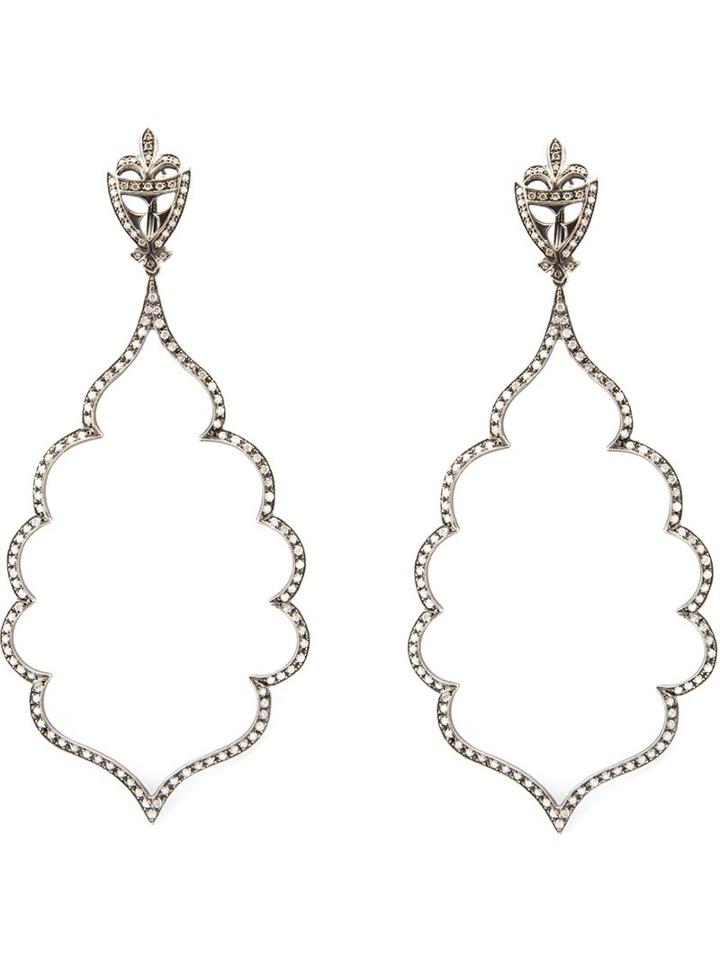 Loree Rodkin Diamond Leaf Chandlier Earrings