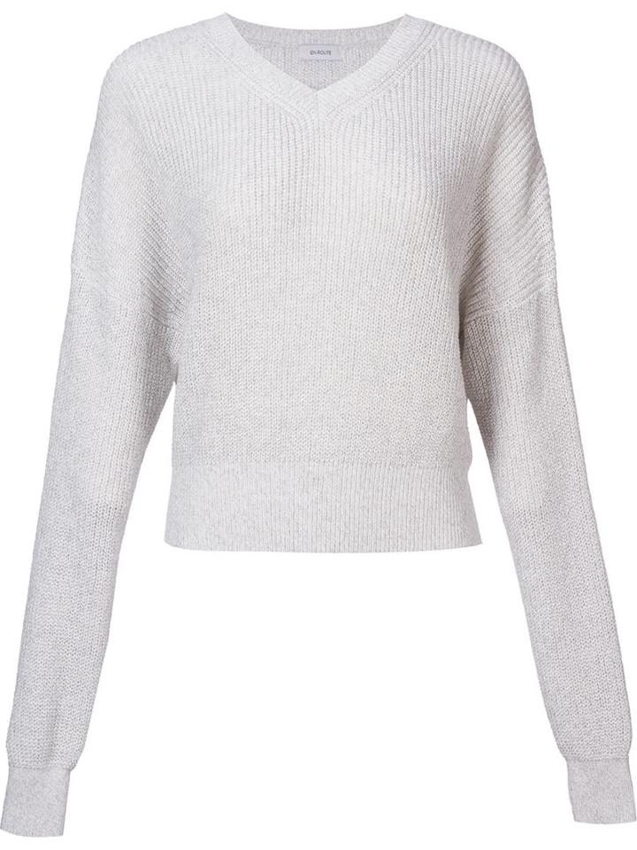 En Route V-neck Sweater, Women's, Grey, Cotton