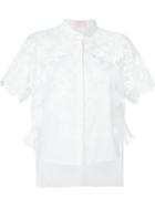 Giamba Lace Panel Ruffled Shirt, Women's, Size: 40, White, Cotton/polyester