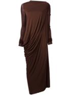 Rick Owens Lilies Draped Maxi Dress, Women's, Size: 42, Brown, Viscose/nylon/cotton