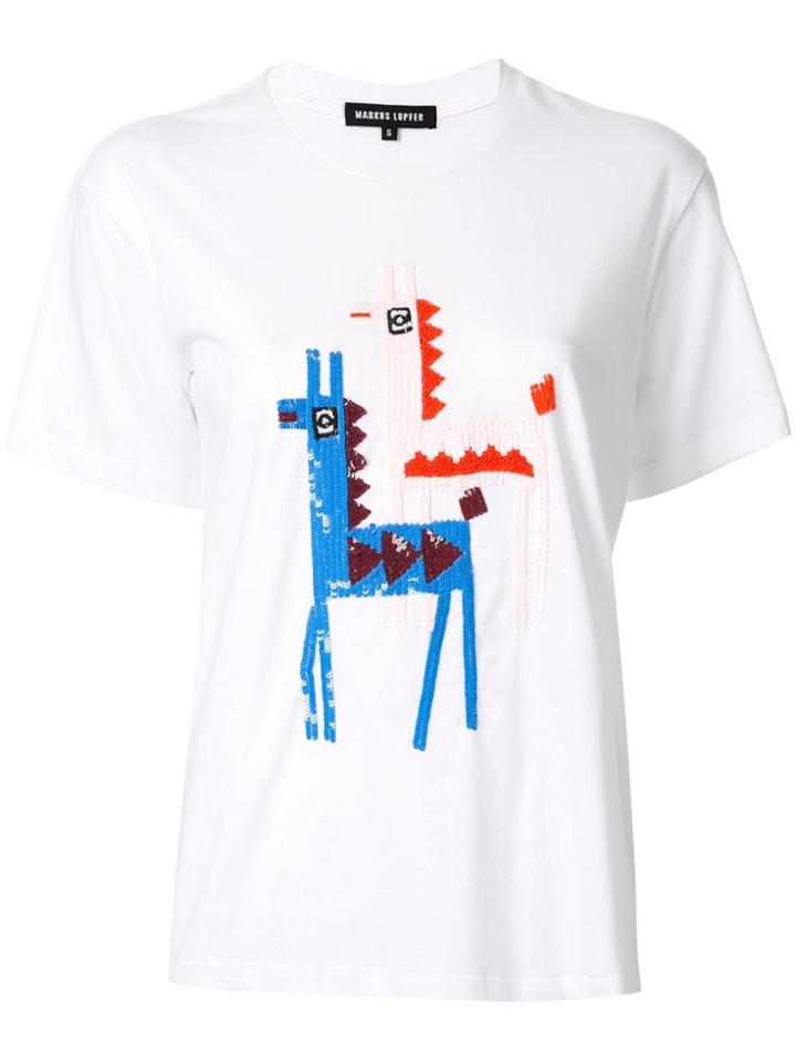 Markus Lupfer Anna Sequinned Llama T-shirt - White