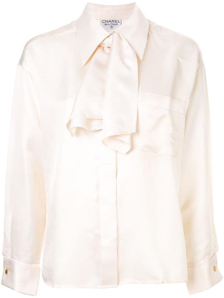Chanel Pre-owned Oversized Pussy Bow Blouse - Neutrals