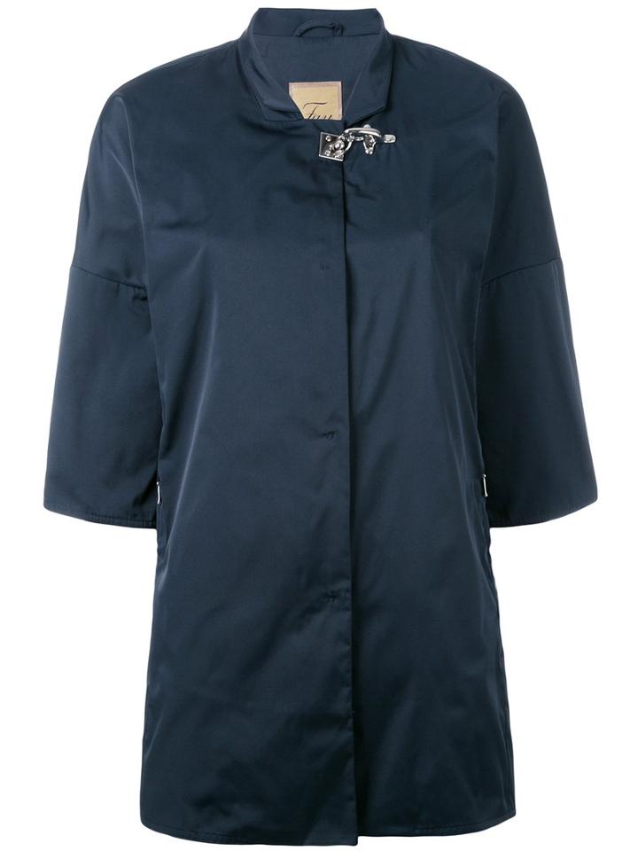 Fay Short-sleeve Coat, Women's, Size: 50, Blue, Polyester