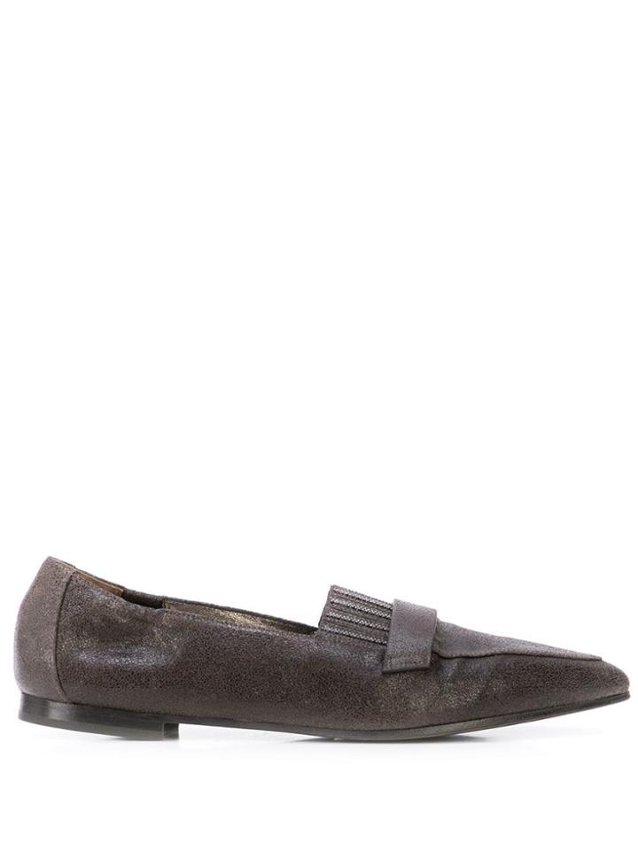 Brunello Cucinelli Pointed Toe Ballerina Shoes - Grey