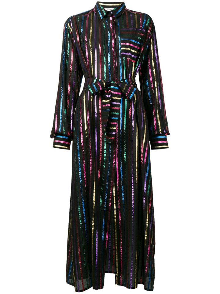 Attico Metallic Striped Dress - Black