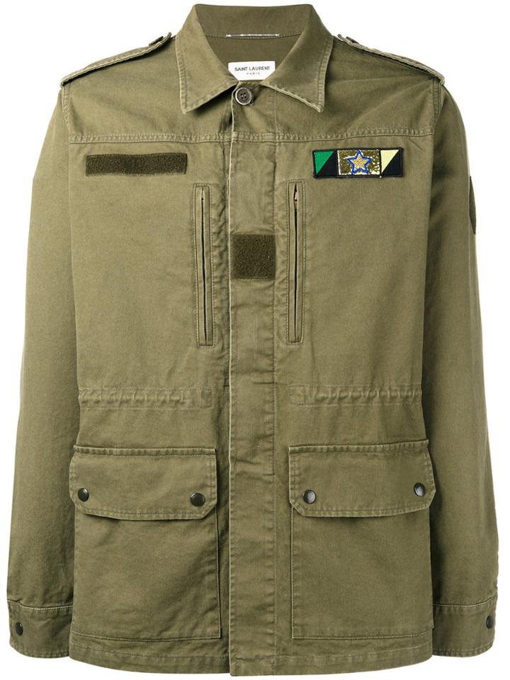 Saint Laurent Sweet Dreams Shark Patch Military Jacket - Green