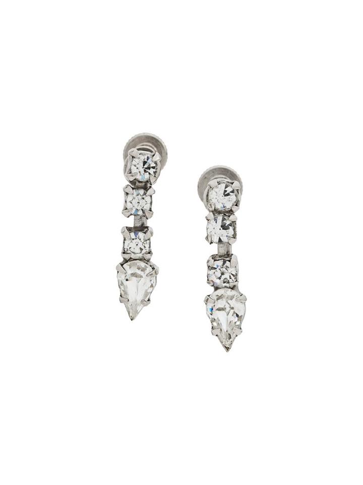 Susan Caplan Vintage 1960's Drop Earrings - Silver