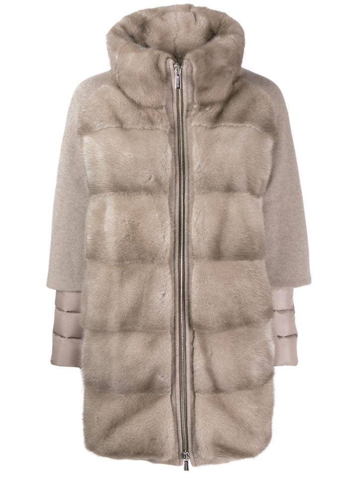 Moorer Panelled Faux Fur Coat - Neutrals