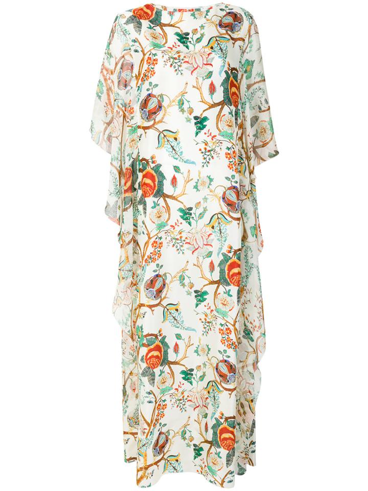 Alberta Ferretti Floral Flared Maxi Dress - Nude & Neutrals