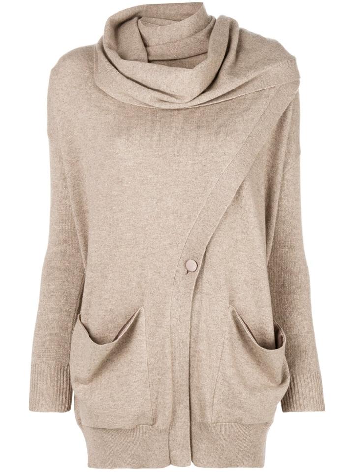 Salvatore Ferragamo Scarf Effect Cardigan - Neutrals