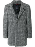 Fay Plaid Formal Buttoned Coat - Black