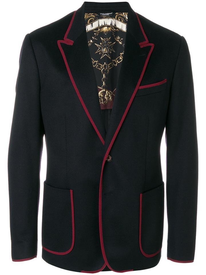 Dolce & Gabbana Contrast Piped Trim Blazer - Black