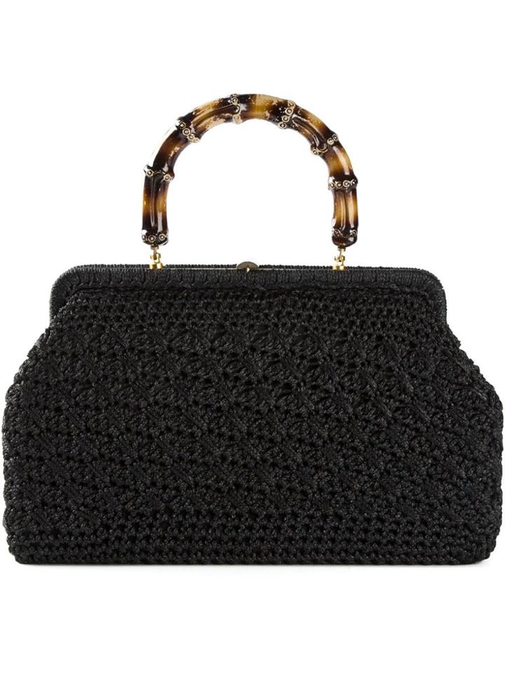 Katheleys Vintage Woven Raffia Tote - Black