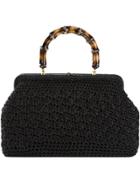 Katheleys Vintage Woven Raffia Tote - Black