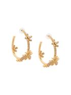 Oscar De La Renta 24kt Gold Plated Wasp And Flower Hoop Earrings -