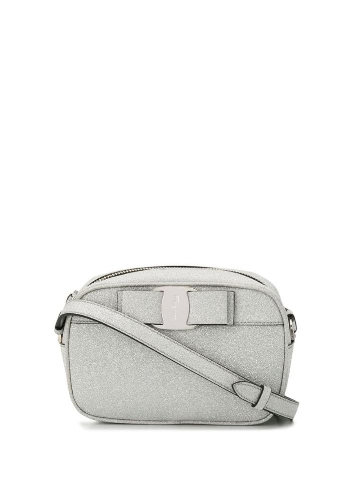 Salvatore Ferragamo Glitter Embellished Shoulder Bag - Silver