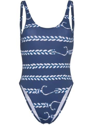 Belusso Nautical Print Swimsuit - Blue