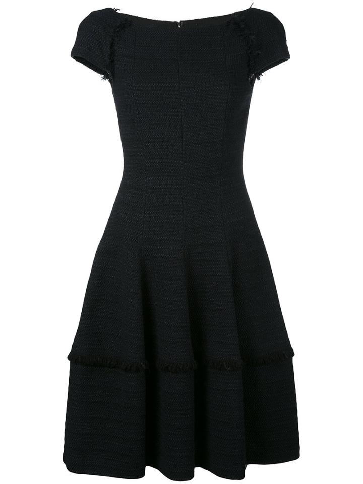 Talbot Runhof - Frayed Trim Shift Dress - Women - Polyester/spandex/elastane - 34, Black, Polyester/spandex/elastane