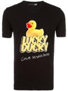 Love Moschino Lucky Ducky T-shirt, Men's, Size: Large, Black, Cotton/spandex/elastane