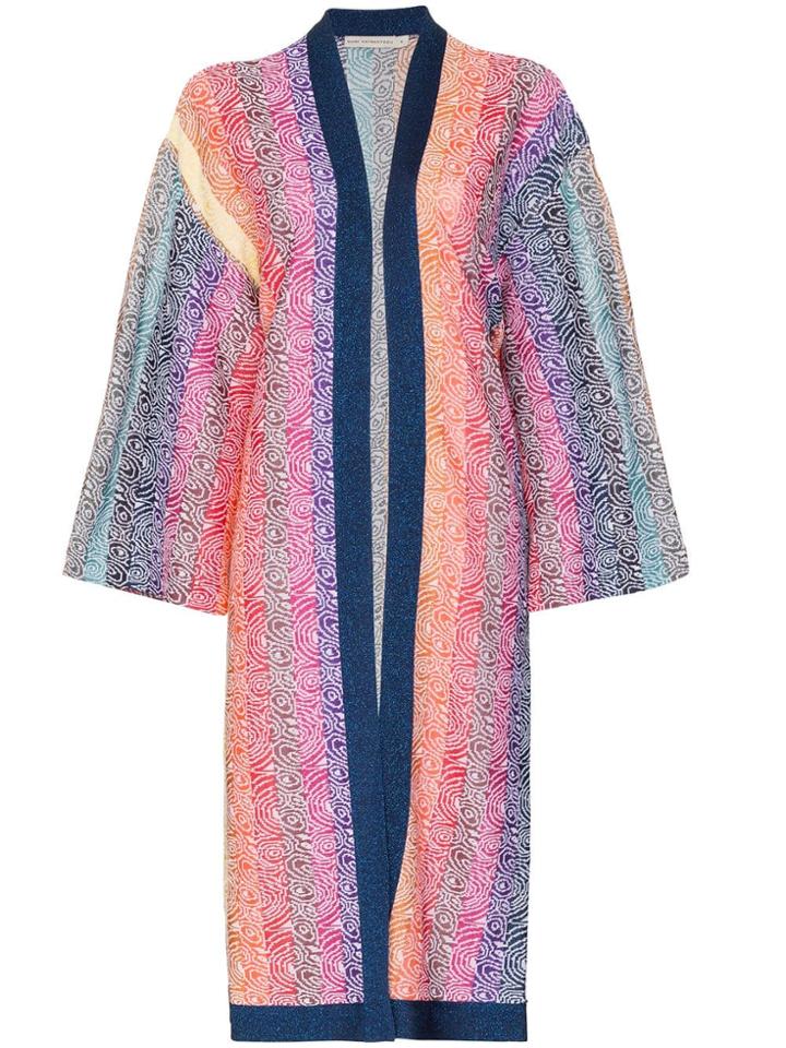 Mary Katrantzou Sola Rainbow Stripe Knit Cardigan - Blue