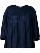 Muveil Pleated Blouse, Women's, Size: 38, Blue, Cotton