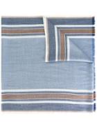 Loro Piana Striped Scarf, Men's, Blue, Silk/cashmere