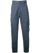Undercover Striped Pocket Pants, Men's, Size: 4, Blue, Cotton/polyurethane