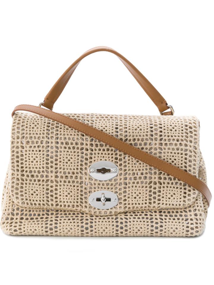 Zanellato Croco Embossed Tote - Brown
