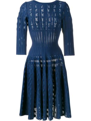 Alaïa Boat-neck Knit Dress, Women's, Size: 36, Blue, Viscose/polyester/polyamide/spandex/elastane