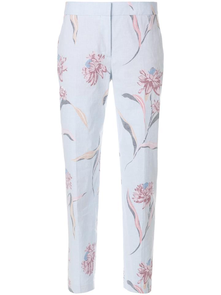 Paul Smith Inverted Floral Print Cropped Trousers - Blue