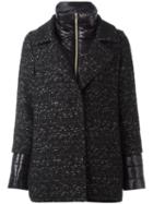Herno Layered Effect Coat, Women's, Size: 42, Black, Acrylic/polyester/viscose/polyamide