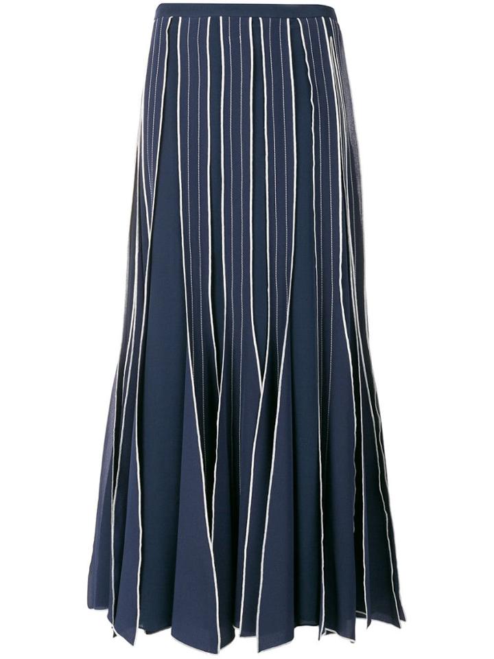 Tory Burch Pleated Embroidered Skirt - Blue
