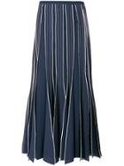 Tory Burch Pleated Embroidered Skirt - Blue