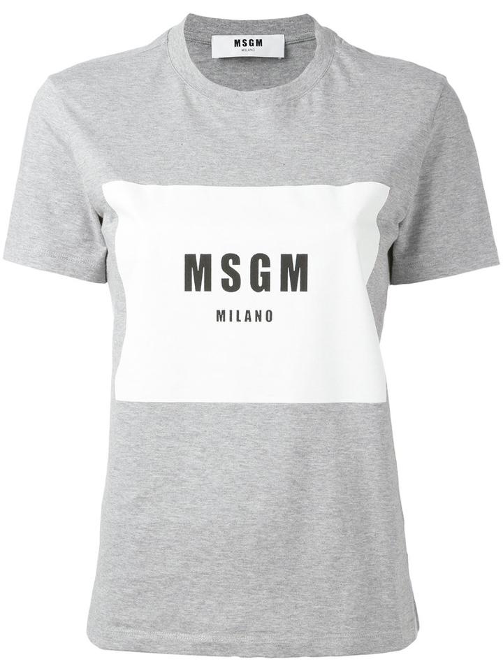 Msgm - Logo Print T-shirt - Women - Cotton - S, Women's, Grey, Cotton