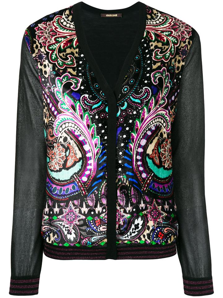 Roberto Cavalli - Paisley Print Cardigan - Women - Silk/polyester/viscose/virgin Wool - 44, Black, Silk/polyester/viscose/virgin Wool