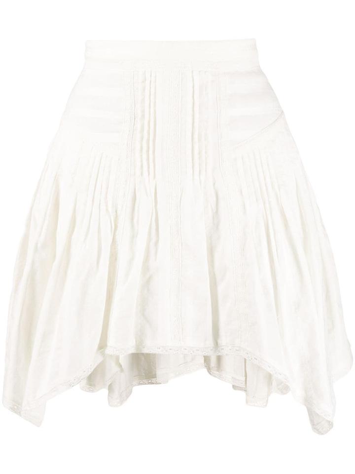 Isabel Marant Étoile Pleated Asymmetric Hem Skirt - White