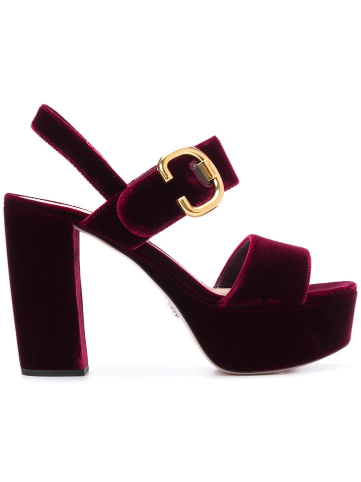 Prada Chunky Heel Sandals - Red