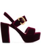 Prada Chunky Heel Sandals - Red