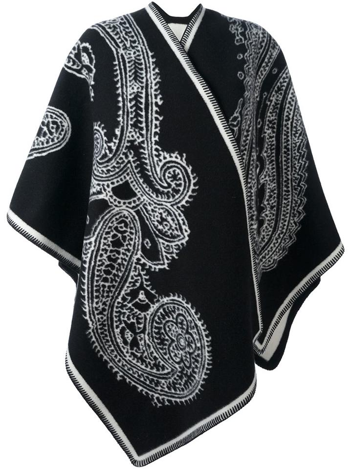 Alexander Mcqueen Paisley Cardi-cape, Women's, Black, Cashmere/wool