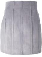 Balmain Stitched Detail Pencil Skirt, Women's, Size: 38, Grey, Cotton/lamb Skin/viscose
