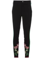 Gucci Striped Cotton Trousers With Floral Detail - Black