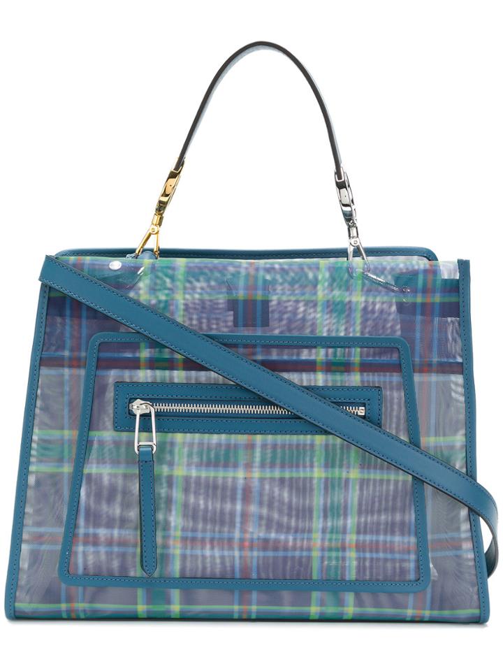 Fendi Runaway Check Tote Bag - Blue