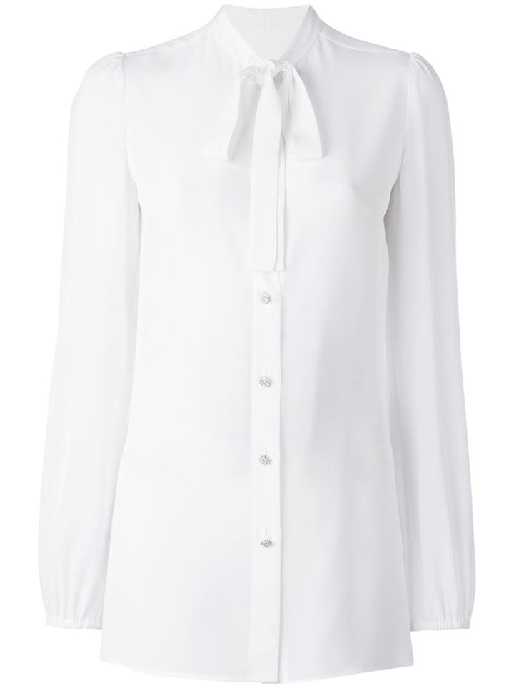 Dolce & Gabbana Bow Tie Shirt, Women's, Size: 44, White, Silk