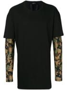 No21 Camouflage Print Double Layered T-shirt - Black