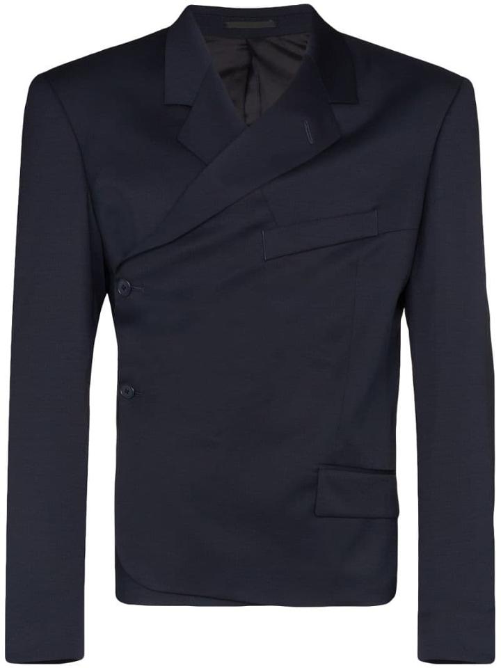Martine Rose Wrap Wool Blazer - Blue